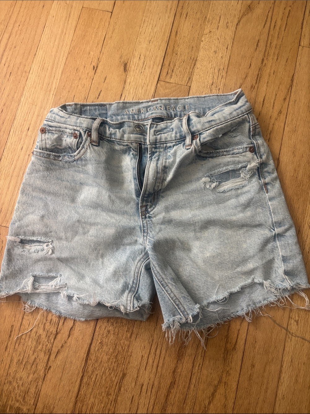 American Eagle Outfitters Light Blue Distressed Denim Shorts
